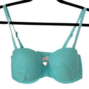Victoria's Secret Multi-Way Bra 36C Lace Mint Green Non-Slip Flirty Sexy Push Up